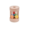 Montessori wooden rattle with five colorful rolling beads for baby sensory grasping - Rolling Drum
