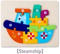 Puzzle 3D in legno nave a vapore con blocchi logici colorati numerati da 1 a 10 - Nave