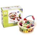 12-piece wooden magnetic fruit basket toy set for toddlers with knife and accessories - Fruit Basket Collection