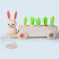 Wooden rabbit pulling cart toy with colorful carrots for toddler early education - Rabbit Style (Carrot Sorting) 0.47