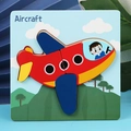 Puzzle educativo in legno per bambini con un design di aereo a cartoni animati rosso e giallo - Aereo