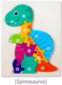 3D wooden cartoon spinosaurus puzzle with numbered pieces 1 to 10 for kids learning - Blue Spinosaurus