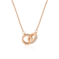 S925 zilveren Mobius dubbele ring ketting in roségoud met pavé zirkonia steentjes - 925 zilver / Roségoud Vergulde Ketting