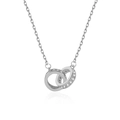 In elkaar grijpende S925 zilveren Mobius ringen ketting met zirkonia pavé hanger detail - 925 zilver / Platina Ketting