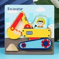 Puzzle educativo in legno per bambini a forma di escavatore con colori vivaci - Escavatore