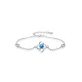 Bracelet trèfle élégant en argent sterling S925 avec pierre bleu ciel et chaîne réglable - Argent 925 / Bracelet en Zircon Bleu