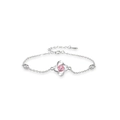 Bracelet trèfle élégant en argent S925 avec une pierre rose et de petits diamants brillants - Argent 925 / Bracelet Zirconium Blanc