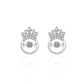 Orecchini a corona in argento S925 con pietre di zirconia mobili su sfondo bianco puro - Orecchini a bottone in argento
