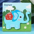Puzzle éducatif en bois pour enfants avec éléphant bleu et design de dessin animé - Éléphant