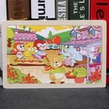 Cartoon animal wooden jigsaw puzzle for toddlers featuring colorful monkey and bear - Animals Going to Market
