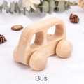 Bus giocattolo in legno naturale con venature lisce per l'allenamento alla presa bimbi - Autobus
