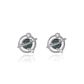 S925 Sterling Silber Planeten-Ohrstecker mit blauem Galaxie-Stein und Zirkon-Ringen - 925er Silber / Silberne Ohrstecker