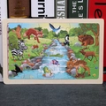 Wooden forest animal puzzle featuring zebra, fox and bear for toddler early learning - Forest Pond