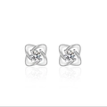 Boucles d'oreilles trèfle en argent sterling S925 avec zircons ronds étincelants - Argent 925 / Boucles d'Oreilles Clous en Zircone Blanche