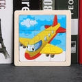 Wooden 9-piece puzzle for toddlers featuring a colorful cartoon yellow airplane design - Airplane
