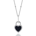 Collana in argento sterling S925 con ciondolo a cuore e intarsio in onice nera - Argento 925 / Collana di agata nera