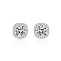 Orecchini a perno a lobo quadrati in argento 925 con brillanti pietre di zircone tondo - Argento 925 / Argento