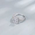 Luxurious S925 sterling silver ring featuring a large emerald-cut white carbon diamond stone - US Size 6 / White