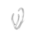 Minimalistischer S925 Sterlingsilber Wishbone Ring mit modernem V-förmigem Design - Einstellbar Offen / Silber