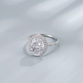 Luxury S925 silver halo ring with large oval cut high carbon diamond and micro-pave setting - US Size 6 / White D Color (Rhinestone)