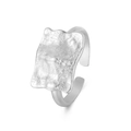 Verstellbarer S925 Sterlingsilber Ring mit unregelmäßiger Hammerschlag-Textur für Damen - Einstellbar Offen / Weißgold