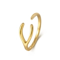 Minimalistischer S925 Sterlingsilber Wishbone Ring mit polierter Goldoberfläche - Einstellbar Offen / Gold