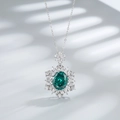Collana a fiocco di neve in argento 925 con pietra smeraldo e zirconi scintillanti - Argento 925 / Smeraldo