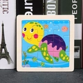 Educational 16-piece wooden turtle puzzle for toddlers in a natural wooden frame - Turtle