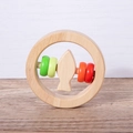 Fish shaped wooden baby rattle toy with colorful rings for teething and sensory grip - Round Fish Shape Colorful