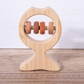 Fish-shaped wooden baby rattle with smooth natural beads for sensory grasping training - Fish Shape Carbonized 4 Beads