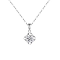 Elegante collar de plata de ley S925 con trébol de cuatro hojas y circón blanco brillante - Plata 925 / Circonia Blanca Cadena de Semilla de Melón