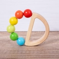 Wooden baby rattle toy with six colorful beads for grasping and teething training - Semicircle Colorful 6 Beads