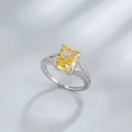 S925 sterling silver ring with rectangular yellow ice cut radiant gemstone - US 6 / Yellow
