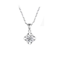 Collar clásico de trébol en plata S925 con colgante de circón brillante y cadena retorcida - Plata 925 / Circonia Blanca Cadena de Lingote