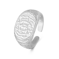 Minimalist S925 sterling silver open ring with irregular fingerprint texture design - Adjustable Open / White Gold (YEJ0322)