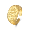 Irregular textured oval open ring in golden finish with unique wave pattern - Adjustable Open / Gold (YEJ0322)
