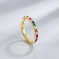 Eternity band in S925 silver with multicolored zircons on a gold-plated setting - US Size 6 / Gold Color