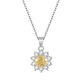Collier tournesol en argent 925 avec pendentif en pierre jaune de 6mm sur blanc - Argent 925 / Jaune
