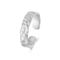 Minimalistischer S925 Sterlingsilber Ring mit unregelmäßiger Hammerschlag-Textur - Einstellbar Offen / Weißgold