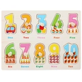 Educational wooden peg puzzle featuring colorful numbers 1-10 with English words - Number Theme (3025)
