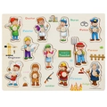 Wooden peg puzzle featuring 11 professional characters for early learning and play - Profession Theme (3018)