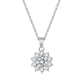 Collier tournesol en argent 925 avec pendentif en zircone cubique ronde de 6 mm - Argent 925 / Blanc