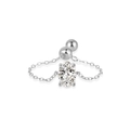 Anello a catena regolabile in argento S925 con cristallo ovale e chiusura a sfera - Aperto Regolabile / Placcato Platino Zircone Bianco