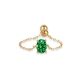 Adjustable S925 silver chain ring featuring an oval green gemstone in a gold finish - Adjustable Open / Gold with Green Zircon