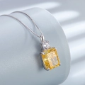 S925 sterling silver necklace featuring a rectangular yellow gemstone pendant with zircon - 925 Silver / Goose Egg Yellow