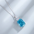 Elegant S925 silver necklace featuring a rectangular blue gemstone and box chain - 925 Silver / Light Sea Blue