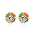 Orecchini a perno con pietre preziose arcobaleno in argento sterling placcato oro 18k - Argento 925 / Oro