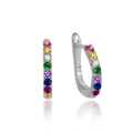 Ohrringe aus 925er Sterlingsilber mit bunten Zirkonia-Steinen im Regenbogen-Stil - Platin Regenbogen Strass / 925er Silber