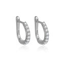 S925 Sterling Silber Creolen mit klaren Zirkonia-Steinen und sicherem U-Verschluss - Platin Weiß Strass / 925er Silber
