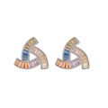Pendientes de plata S925 con diseño de remolino geométrico y gemas de colores baguette - Oro Blanco